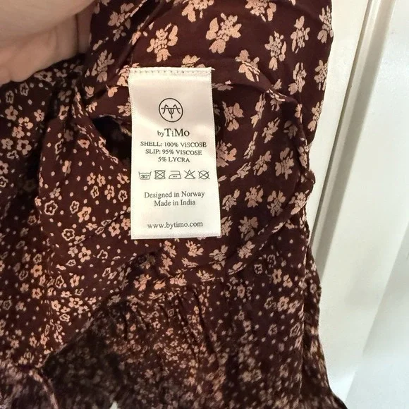 ByTimo Georgette Mini Dress NEW Burgundy Floral Print Women's Size Medium Flowy - Picture 6 of 7